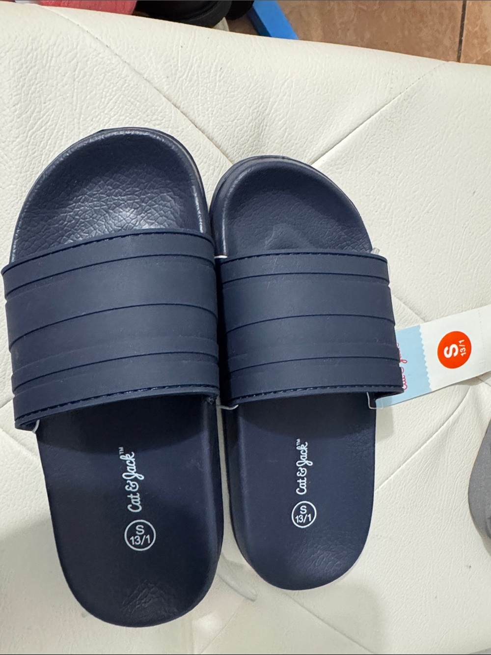 Cat & Jack Navy Men's Slide Sandals